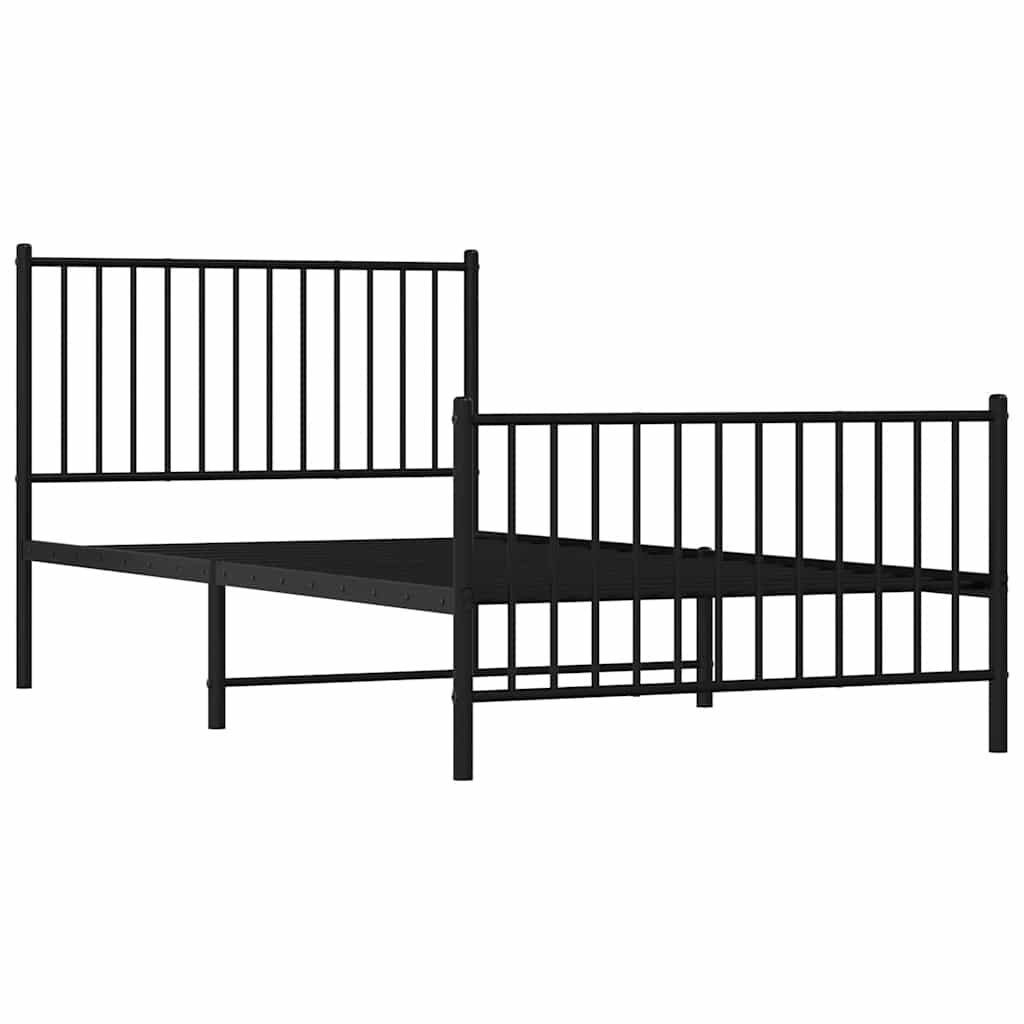 Bedframe met hoofd- en voeteneinde metaal zwart 100x200 cm is nu te koop bij PeponiXL, paradijselijk wonen!