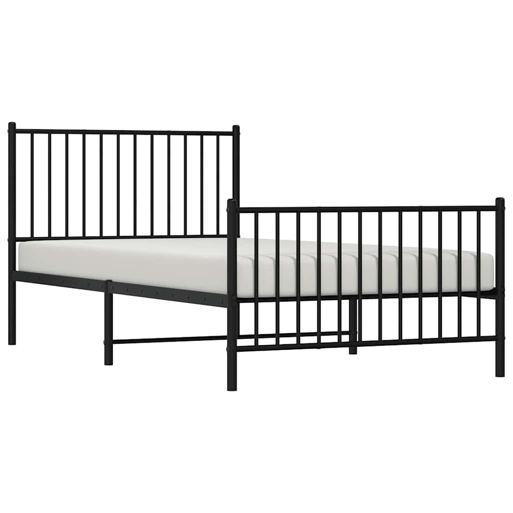 Bedframe met hoofd- en voeteneinde metaal zwart 100x200 cm is nu te koop bij PeponiXL, paradijselijk wonen!