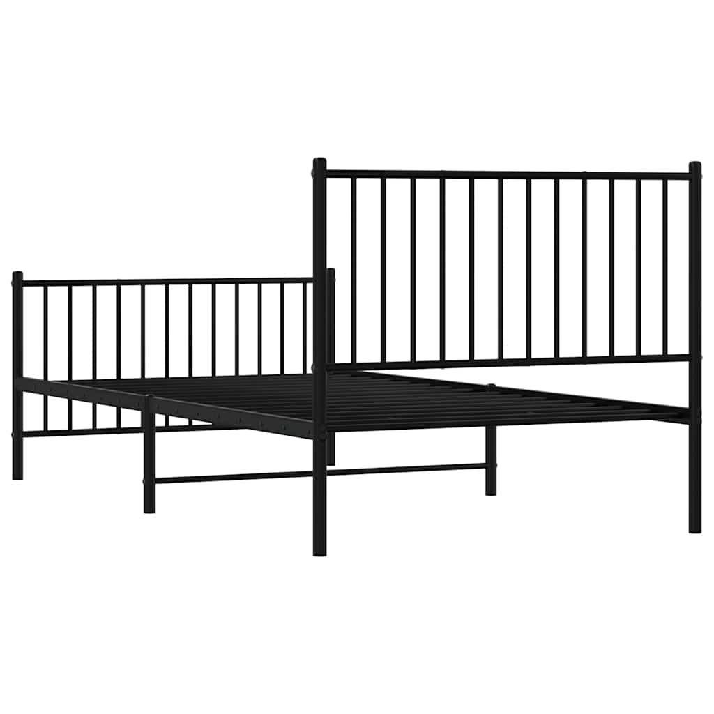 Bedframe met hoofd- en voeteneinde metaal zwart 100x200 cm is nu te koop bij PeponiXL, paradijselijk wonen!
