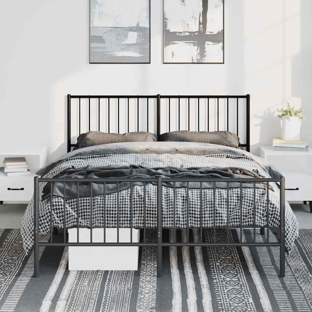 Bedframe met hoofd- en voeteneinde metaal zwart 135x190 cm is nu te koop bij PeponiXL, paradijselijk wonen!