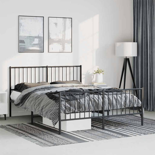 Bedframe met hoofd- en voeteneinde metaal zwart 135x190 cm is nu te koop bij PeponiXL, paradijselijk wonen!