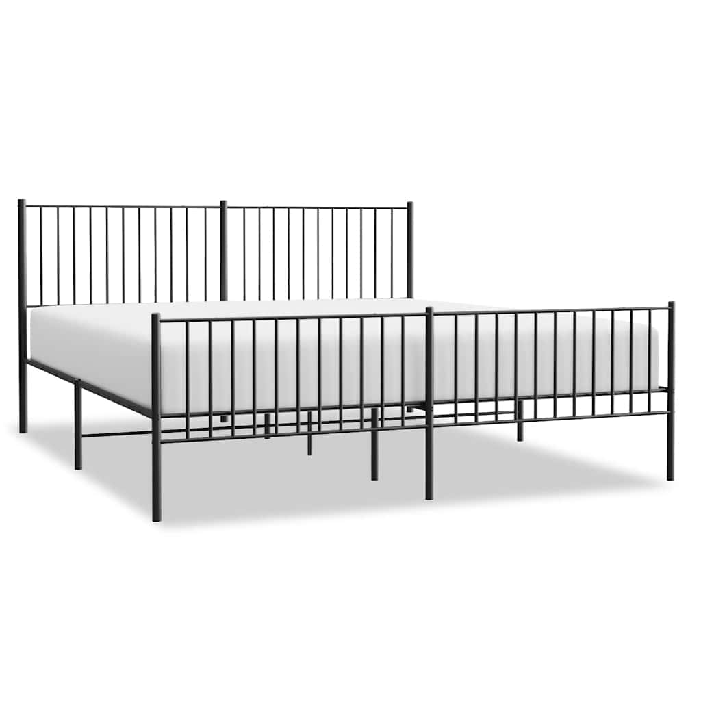 Bedframe met hoofd- en voeteneinde metaal zwart 183x213 cm is nu te koop bij PeponiXL, paradijselijk wonen!