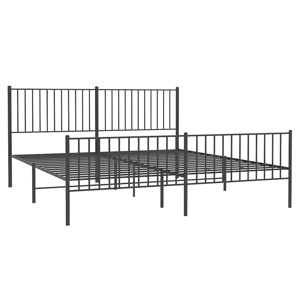 Bedframe met hoofd- en voeteneinde metaal zwart 183x213 cm is nu te koop bij PeponiXL, paradijselijk wonen!