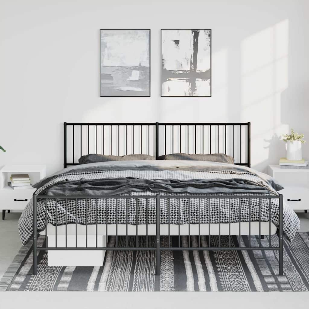 Bedframe met hoofd- en voeteneinde metaal zwart 183x213 cm is nu te koop bij PeponiXL, paradijselijk wonen!