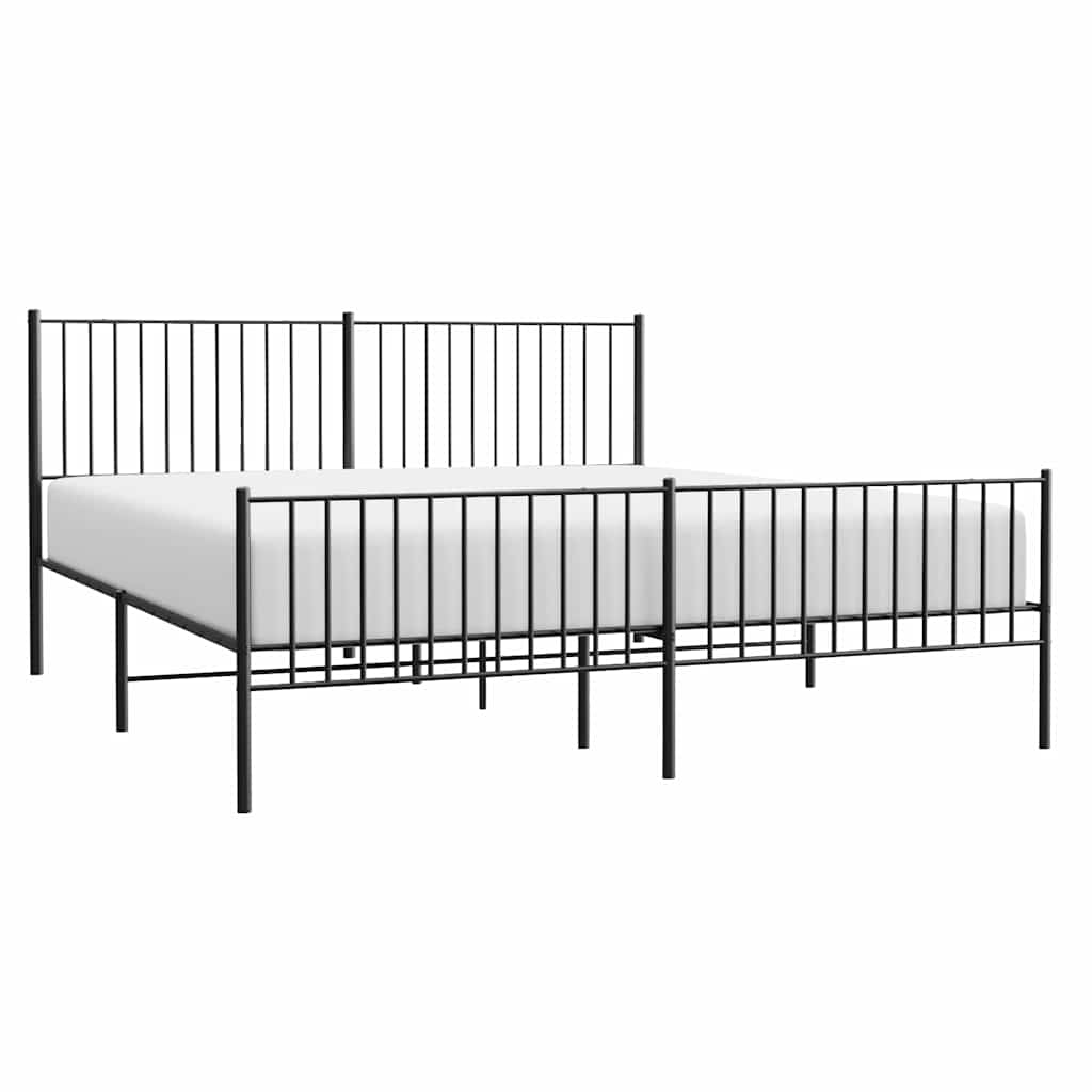 Bedframe met hoofd- en voeteneinde metaal zwart 183x213 cm is nu te koop bij PeponiXL, paradijselijk wonen!