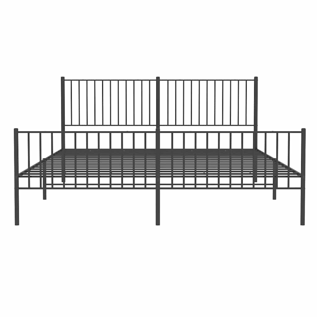Bedframe met hoofd- en voeteneinde metaal zwart 183x213 cm is nu te koop bij PeponiXL, paradijselijk wonen!