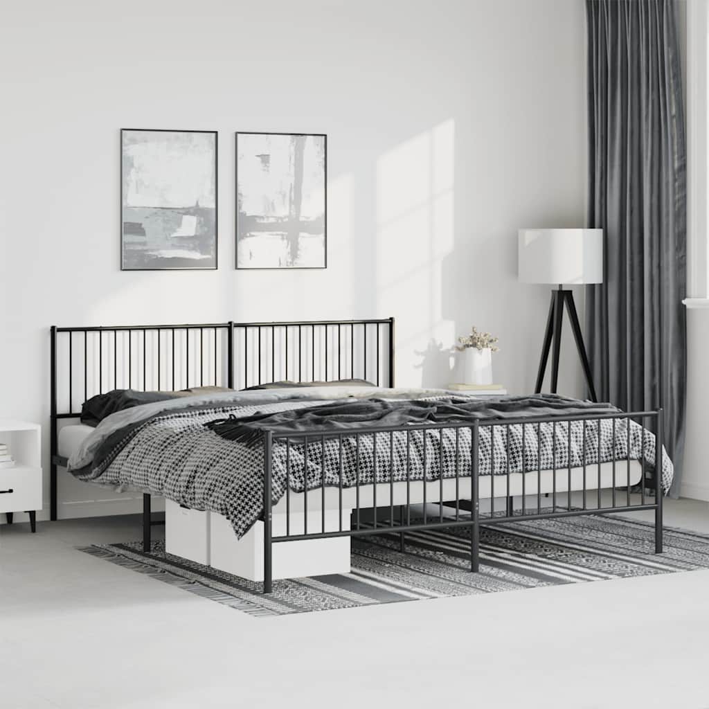 Bedframe met hoofd- en voeteneinde metaal zwart 183x213 cm is nu te koop bij PeponiXL, paradijselijk wonen!