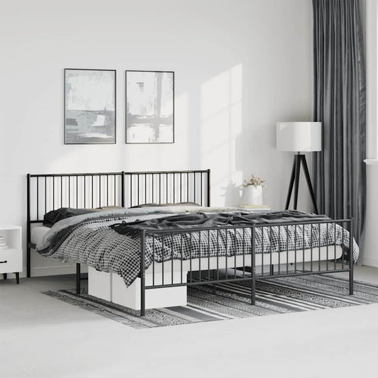 Bedframe met hoofd- en voeteneinde metaal zwart 183x213 cm is nu te koop bij PeponiXL, paradijselijk wonen!