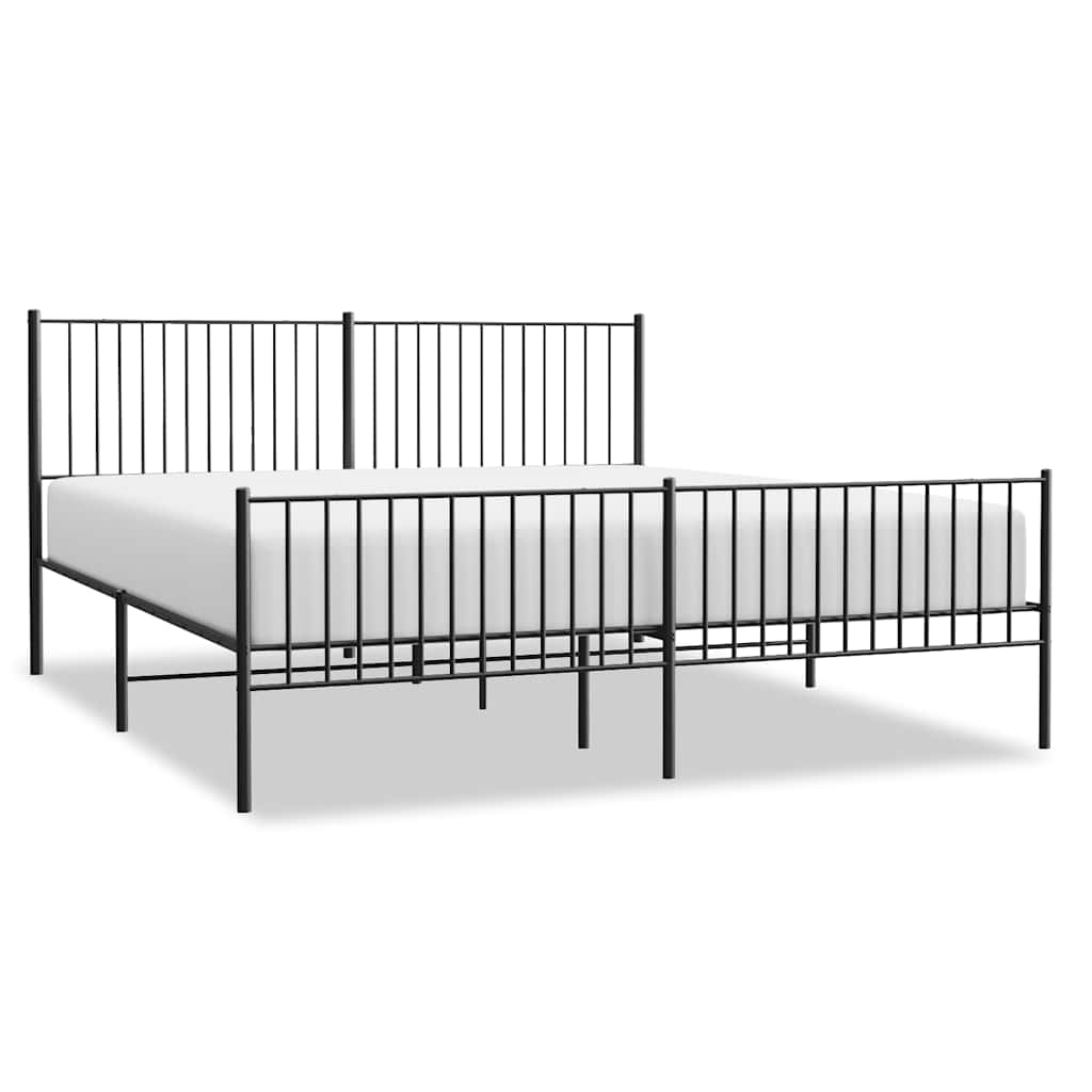 Bedframe met hoofd- en voeteneinde metaal zwart 193x203 cm is nu te koop bij PeponiXL, paradijselijk wonen!