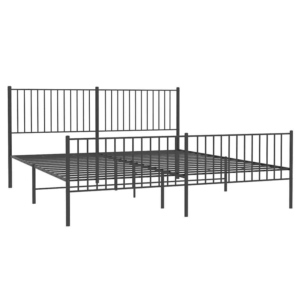 Bedframe met hoofd- en voeteneinde metaal zwart 193x203 cm is nu te koop bij PeponiXL, paradijselijk wonen!