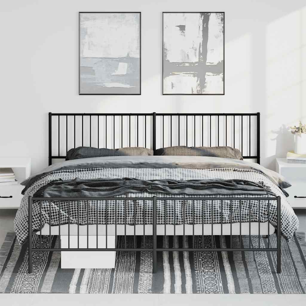 Bedframe met hoofd- en voeteneinde metaal zwart 193x203 cm is nu te koop bij PeponiXL, paradijselijk wonen!