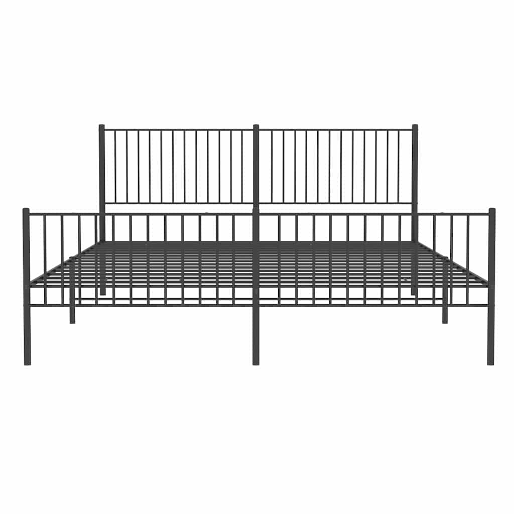 Bedframe met hoofd- en voeteneinde metaal zwart 193x203 cm is nu te koop bij PeponiXL, paradijselijk wonen!