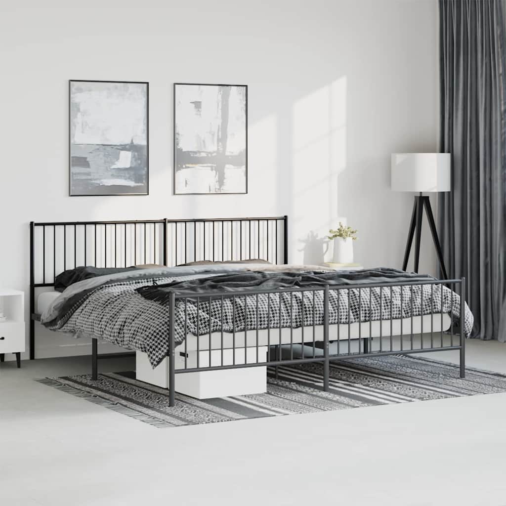 Bedframe met hoofd- en voeteneinde metaal zwart 193x203 cm is nu te koop bij PeponiXL, paradijselijk wonen!
