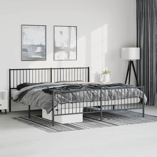 Bedframe met hoofd- en voeteneinde metaal zwart 193x203 cm is nu te koop bij PeponiXL, paradijselijk wonen!