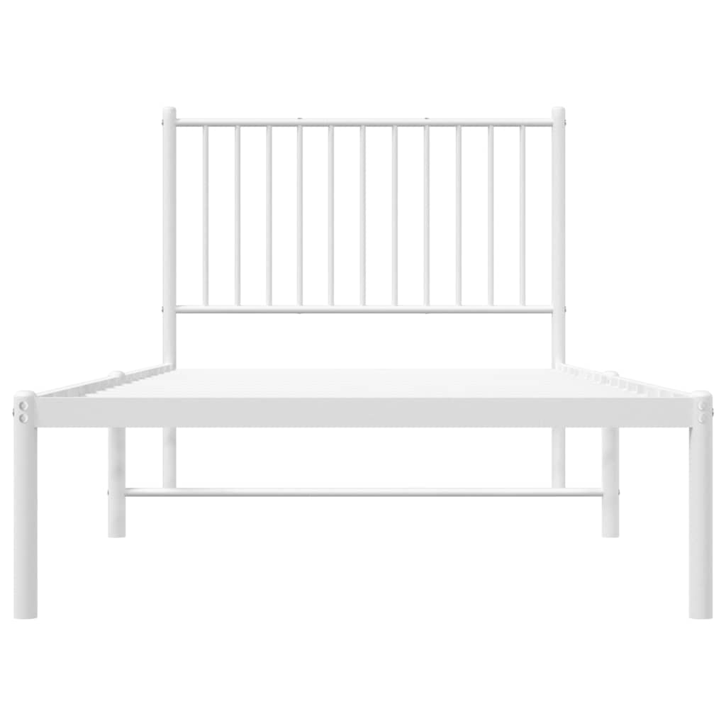 Bedframe met hoofdbord metaal wit 90x200 cm is nu te koop bij PeponiXL, paradijselijk wonen!