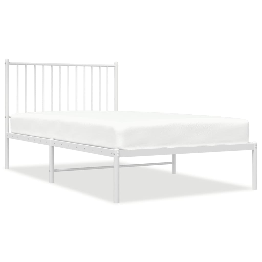 Bedframe met hoofdbord metaal wit 100x190 cm is nu te koop bij PeponiXL, paradijselijk wonen!