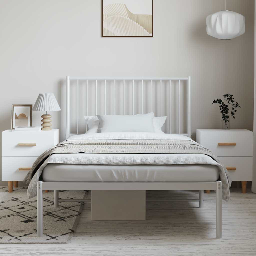 Bedframe met hoofdbord metaal wit 100x190 cm is nu te koop bij PeponiXL, paradijselijk wonen!