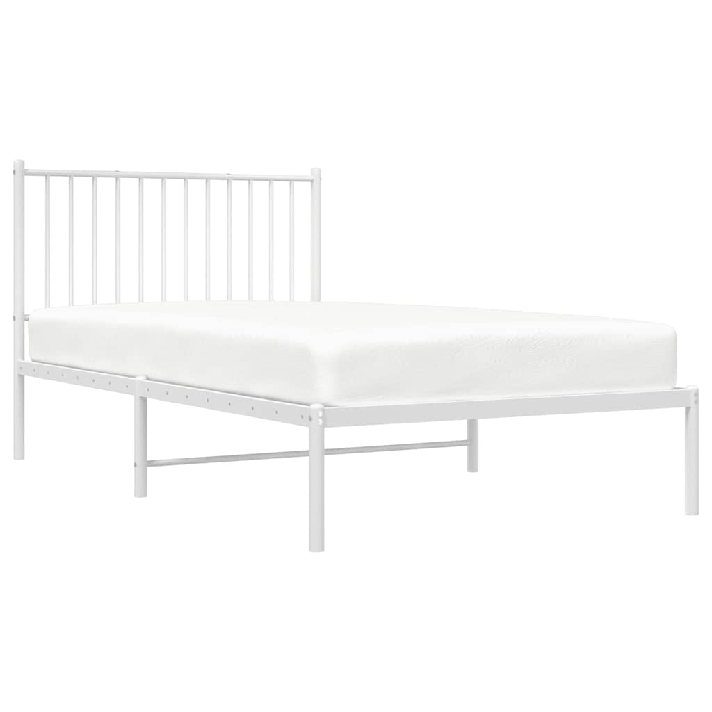 Bedframe met hoofdbord metaal wit 100x190 cm is nu te koop bij PeponiXL, paradijselijk wonen!