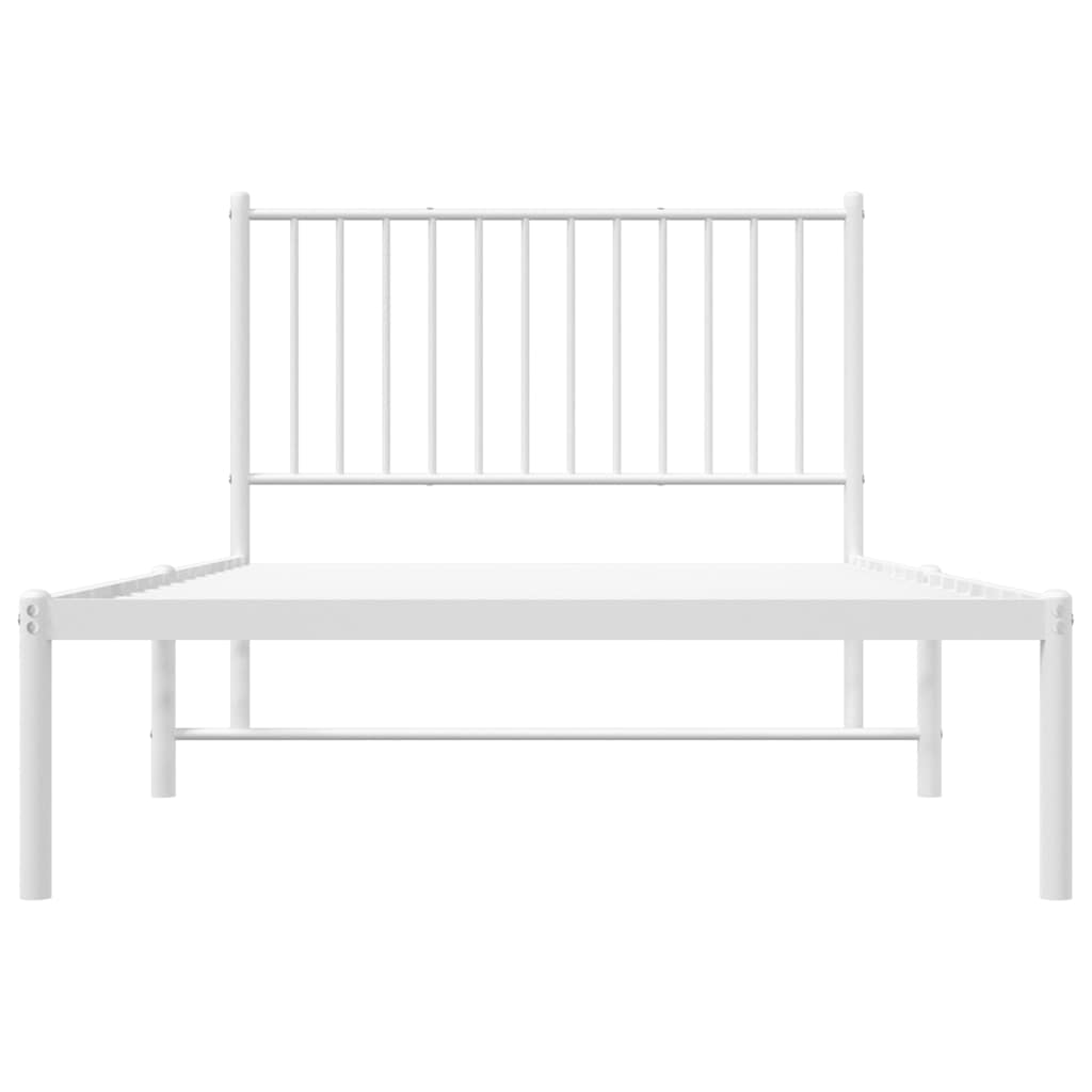 Bedframe met hoofdbord metaal wit 100x190 cm is nu te koop bij PeponiXL, paradijselijk wonen!