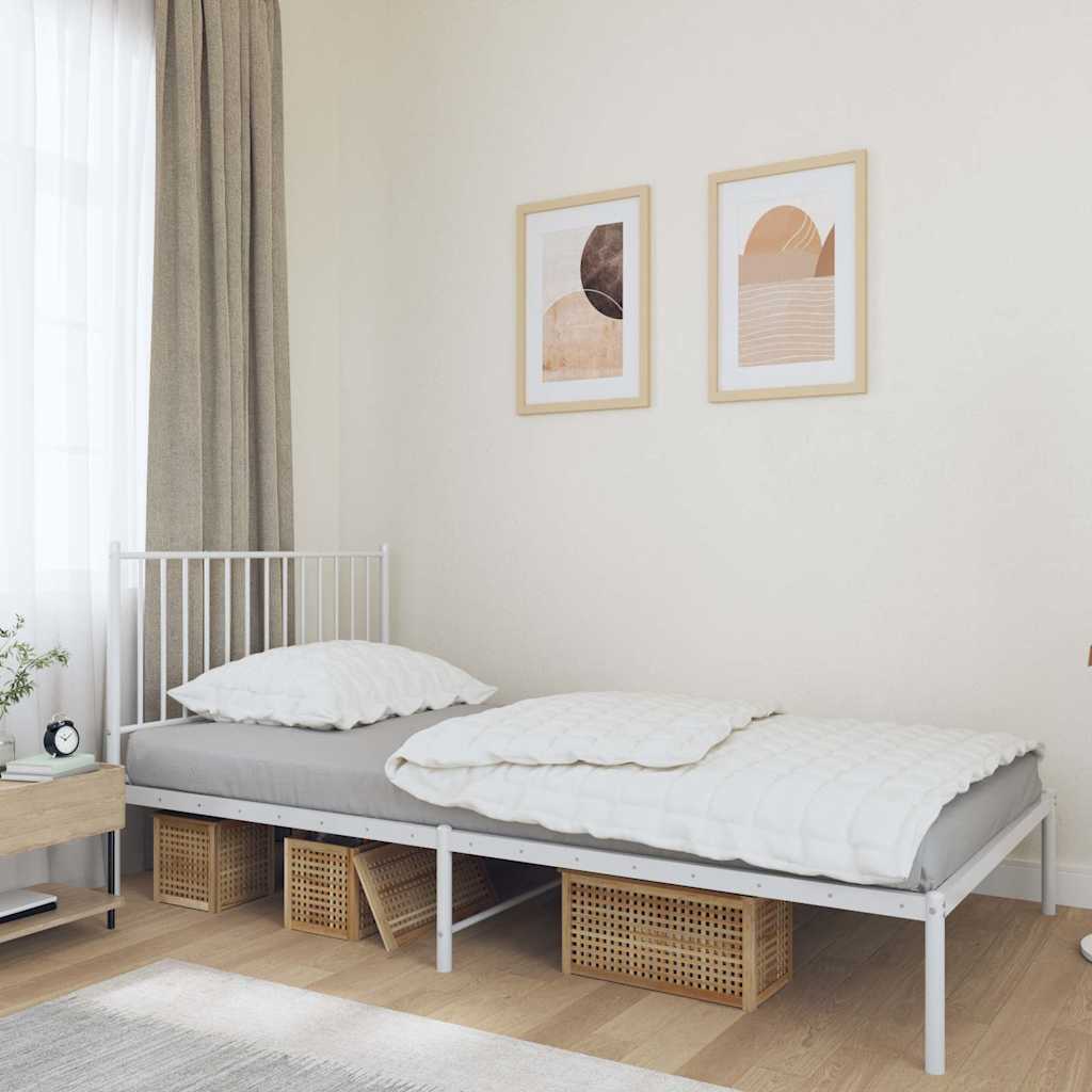 Bedframe met hoofdbord metaal wit 100x190 cm is nu te koop bij PeponiXL, paradijselijk wonen!