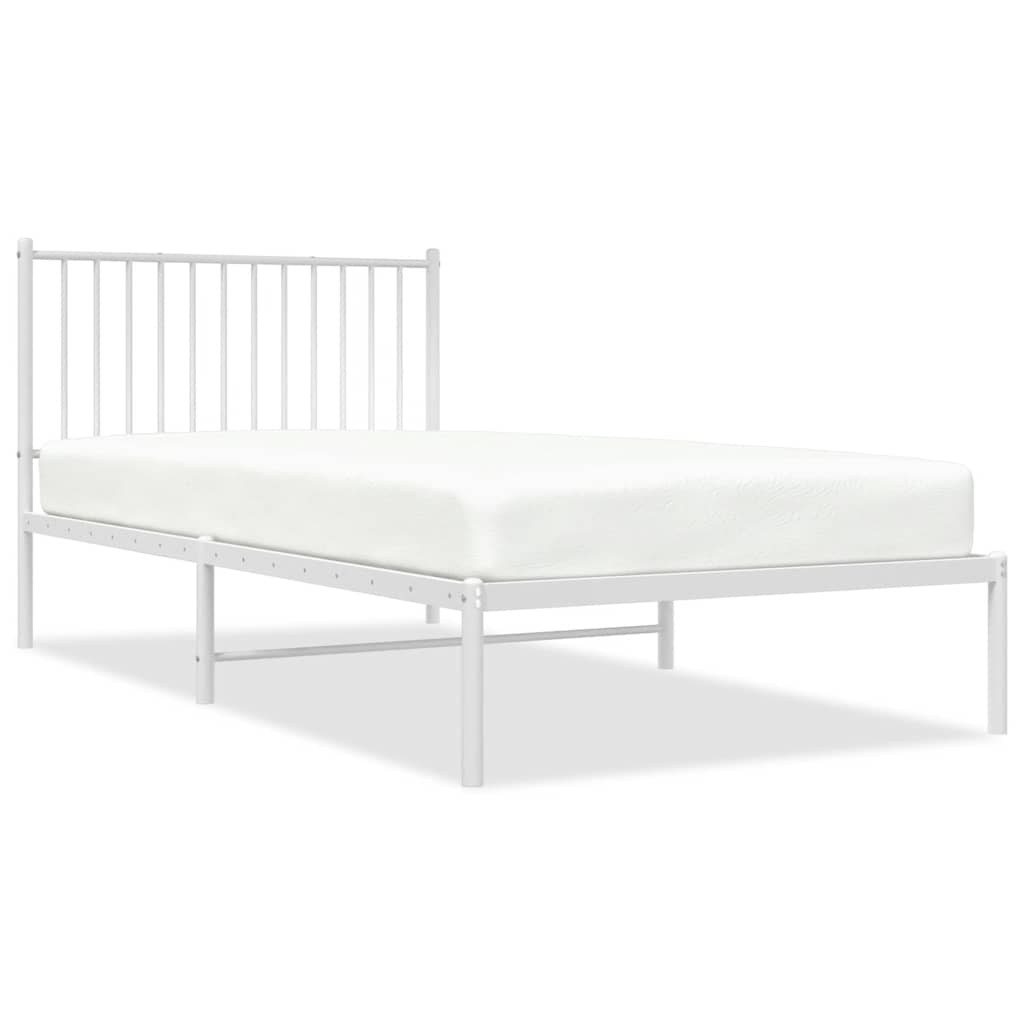 Bedframe met hoofdbord metaal wit 100x200 cm is nu te koop bij PeponiXL, paradijselijk wonen!