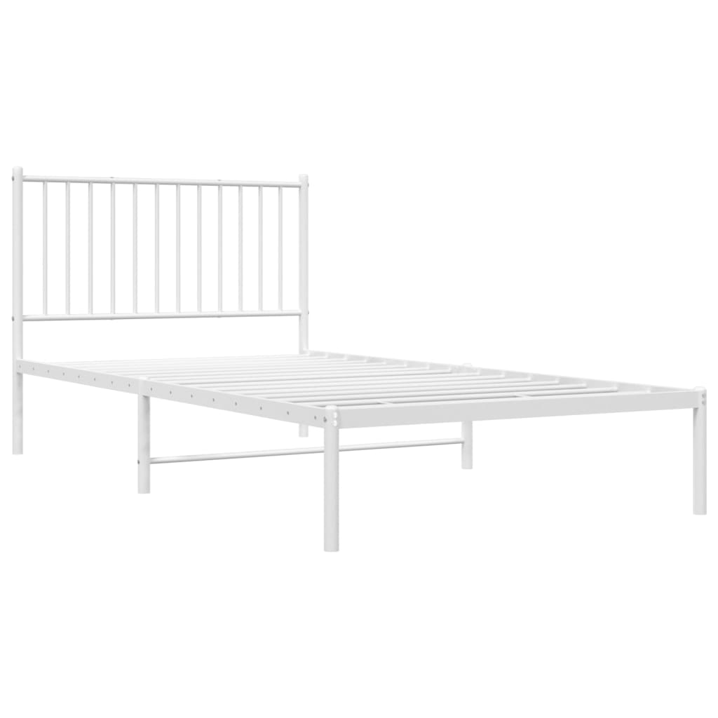 Bedframe met hoofdbord metaal wit 100x200 cm is nu te koop bij PeponiXL, paradijselijk wonen!