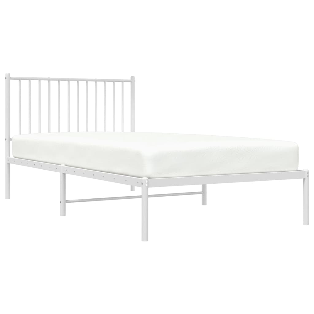 Bedframe met hoofdbord metaal wit 100x200 cm is nu te koop bij PeponiXL, paradijselijk wonen!