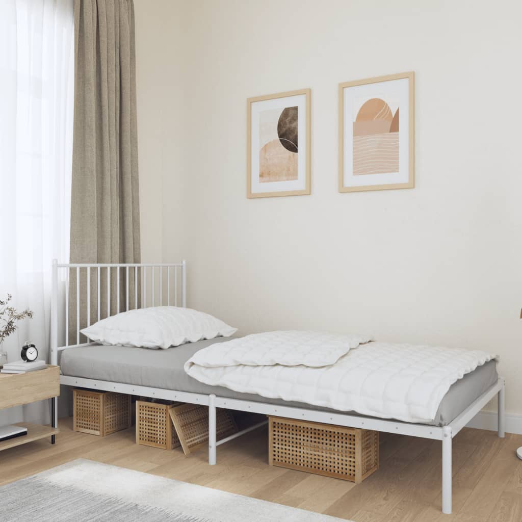 Bedframe met hoofdbord metaal wit 100x200 cm is nu te koop bij PeponiXL, paradijselijk wonen!
