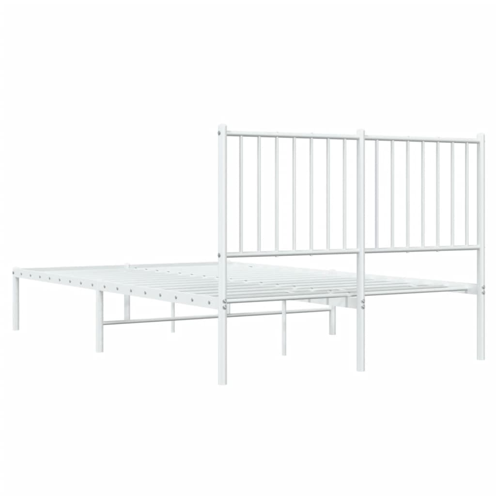 Bedframe met hoofdbord metaal wit 120x190 cm is nu te koop bij PeponiXL, paradijselijk wonen!