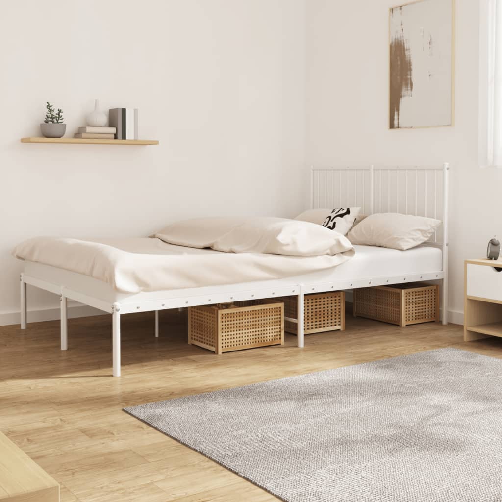 Bedframe met hoofdbord metaal wit 120x190 cm is nu te koop bij PeponiXL, paradijselijk wonen!
