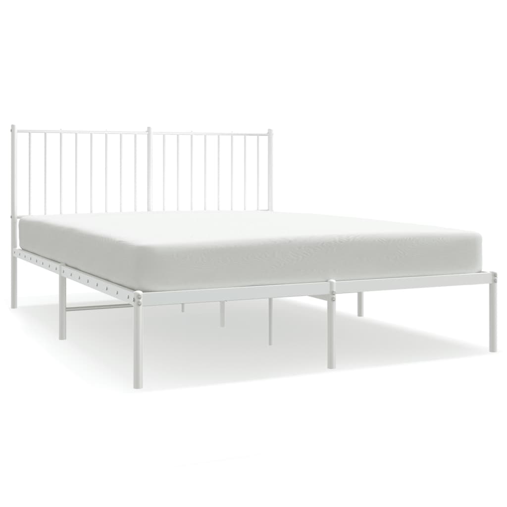 Bedframe met hoofdbord metaal wit 140x190 cm is nu te koop bij PeponiXL, paradijselijk wonen!