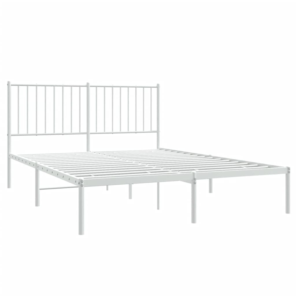 Bedframe met hoofdbord metaal wit 140x190 cm is nu te koop bij PeponiXL, paradijselijk wonen!