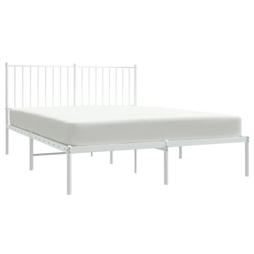 Bedframe met hoofdbord metaal wit 140x190 cm is nu te koop bij PeponiXL, paradijselijk wonen!