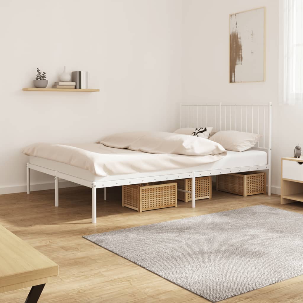 Bedframe met hoofdbord metaal wit 140x190 cm is nu te koop bij PeponiXL, paradijselijk wonen!