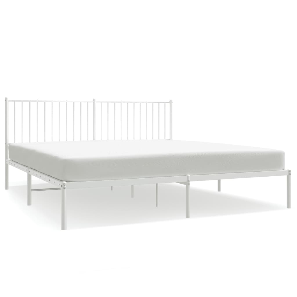 Bedframe met hoofdbord metaal wit 183x213 cm is nu te koop bij PeponiXL, paradijselijk wonen!
