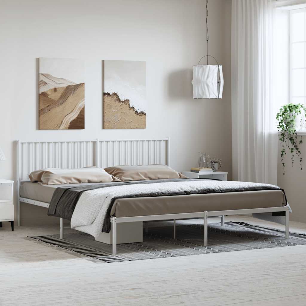 Bedframe met hoofdbord metaal wit 183x213 cm is nu te koop bij PeponiXL, paradijselijk wonen!