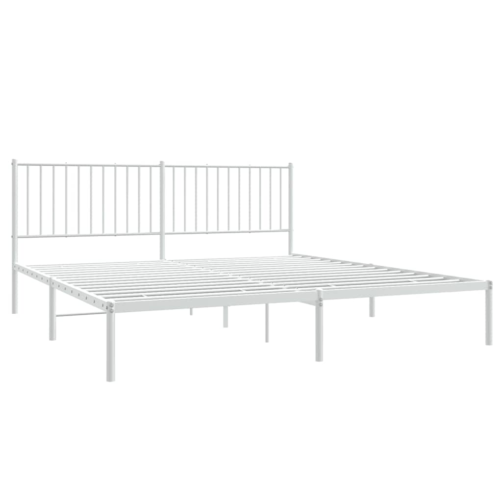 Bedframe met hoofdbord metaal wit 183x213 cm is nu te koop bij PeponiXL, paradijselijk wonen!