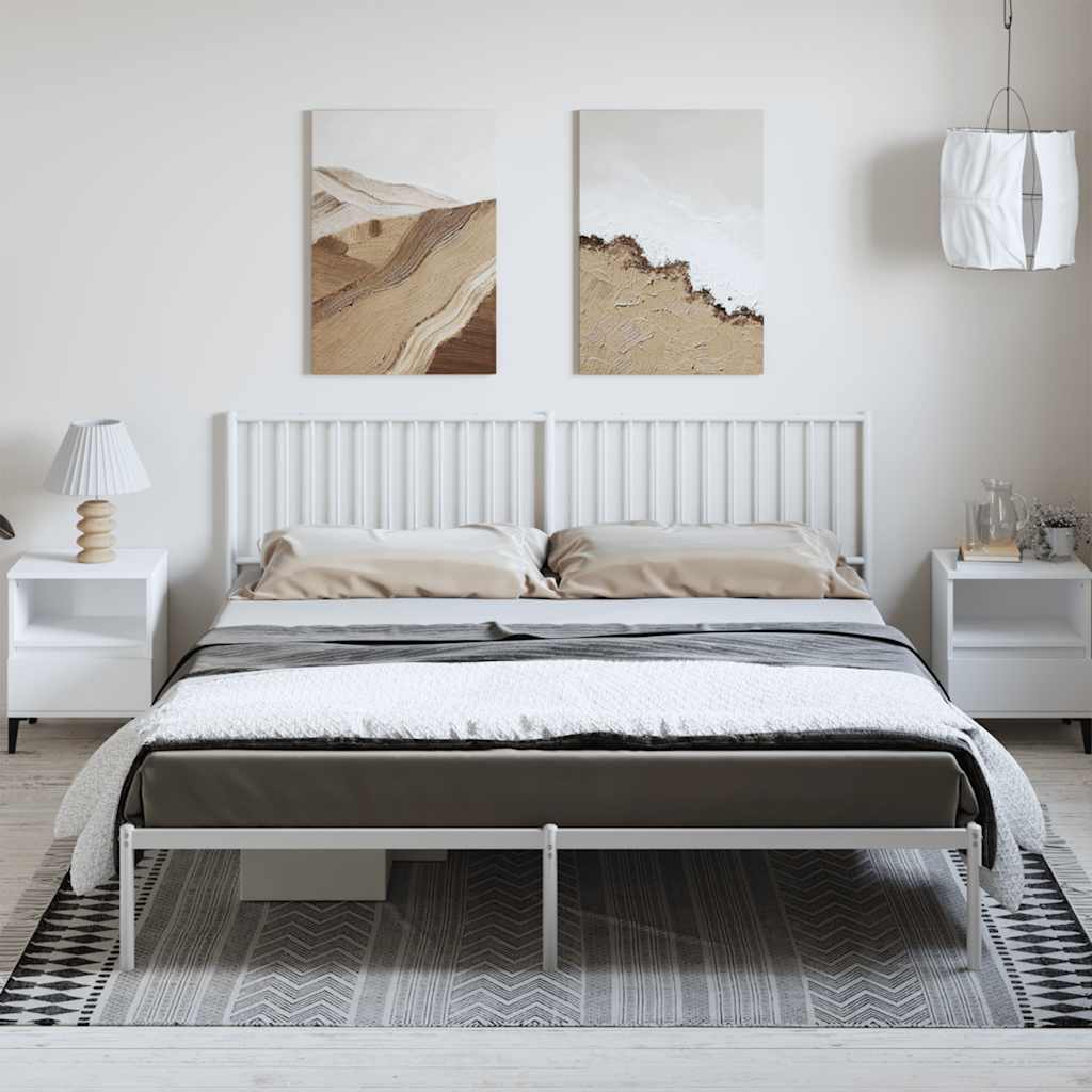 Bedframe met hoofdbord metaal wit 183x213 cm is nu te koop bij PeponiXL, paradijselijk wonen!