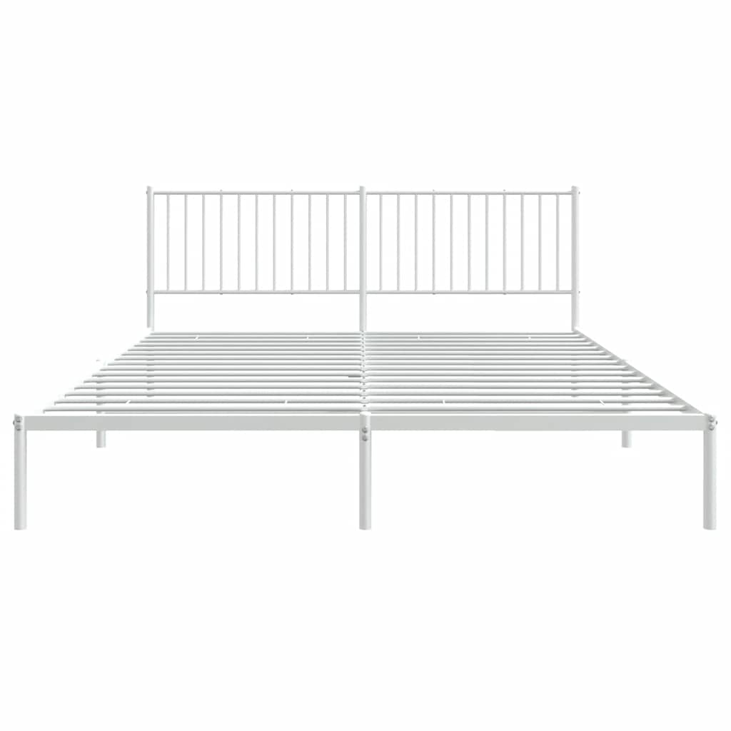 Bedframe met hoofdbord metaal wit 183x213 cm is nu te koop bij PeponiXL, paradijselijk wonen!