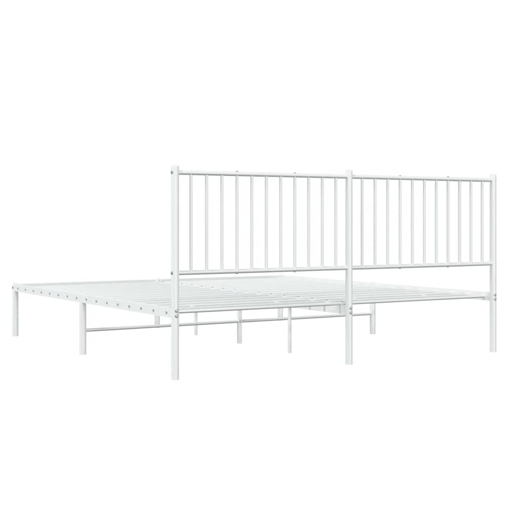 Bedframe met hoofdbord metaal wit 183x213 cm is nu te koop bij PeponiXL, paradijselijk wonen!