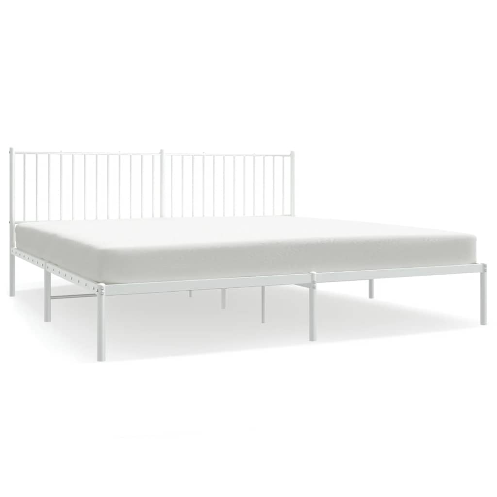 Bedframe met hoofdbord metaal wit 193x203 cm is nu te koop bij PeponiXL, paradijselijk wonen!