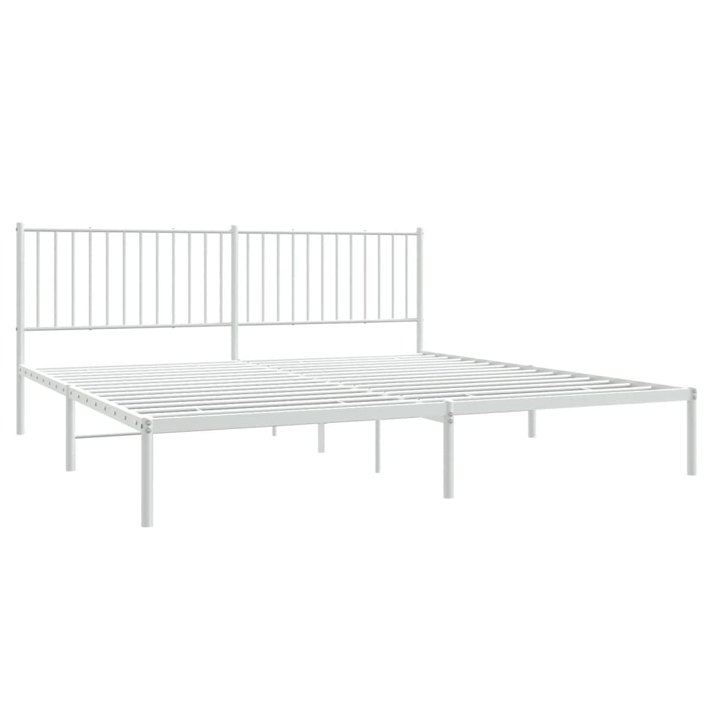 Bedframe met hoofdbord metaal wit 193x203 cm is nu te koop bij PeponiXL, paradijselijk wonen!
