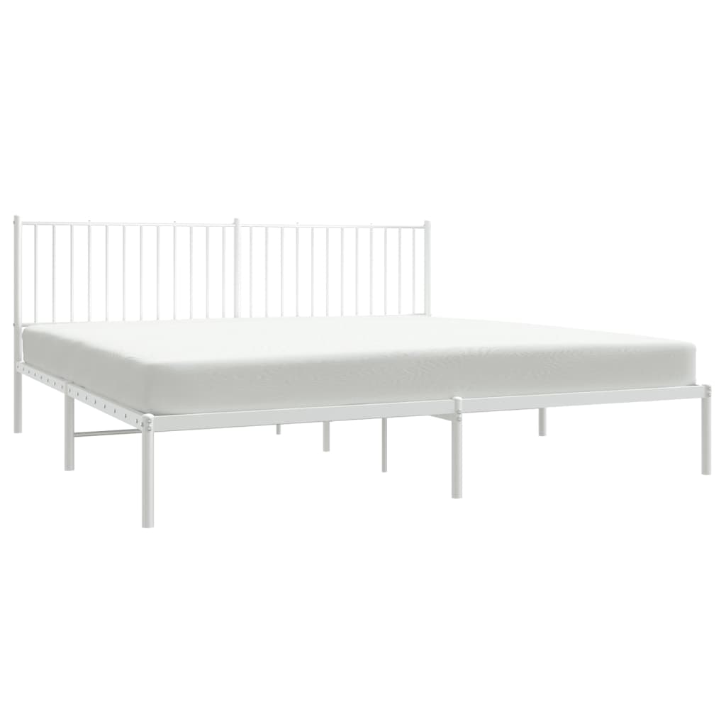 Bedframe met hoofdbord metaal wit 193x203 cm is nu te koop bij PeponiXL, paradijselijk wonen!