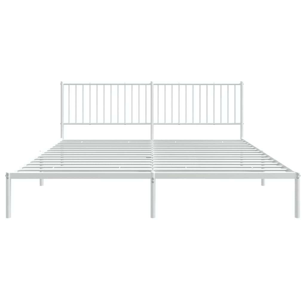 Bedframe met hoofdbord metaal wit 193x203 cm is nu te koop bij PeponiXL, paradijselijk wonen!