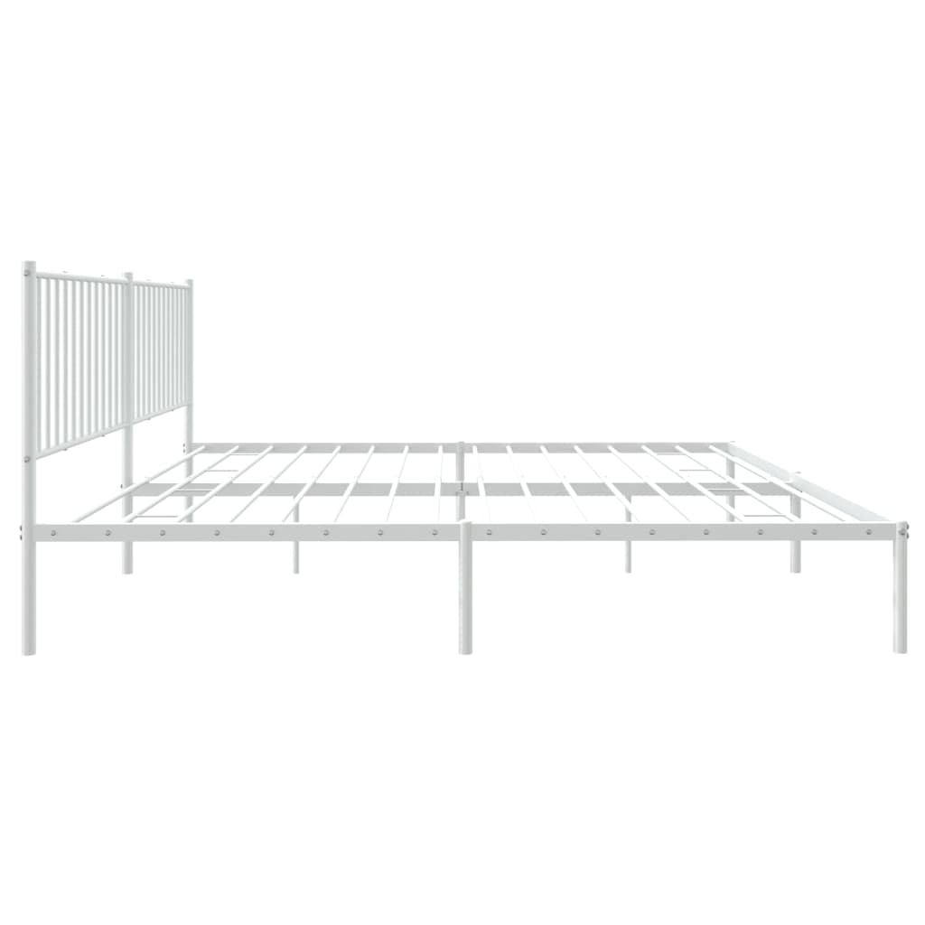 Bedframe met hoofdbord metaal wit 193x203 cm is nu te koop bij PeponiXL, paradijselijk wonen!