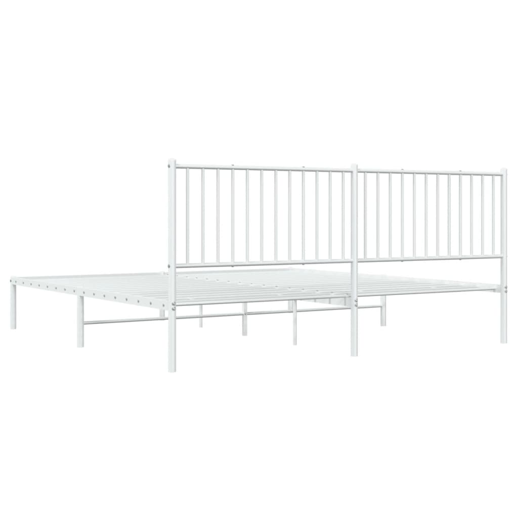 Bedframe met hoofdbord metaal wit 193x203 cm is nu te koop bij PeponiXL, paradijselijk wonen!