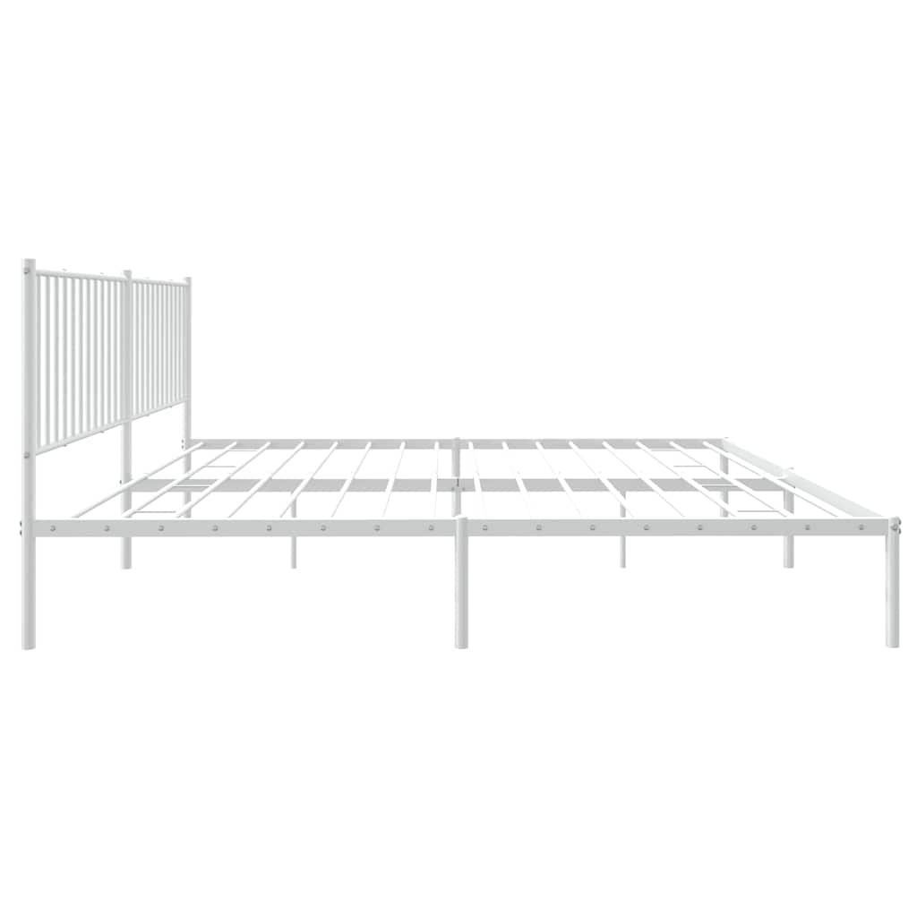 Bedframe met hoofdbord metaal wit 193x203 cm is nu te koop bij PeponiXL, paradijselijk wonen!