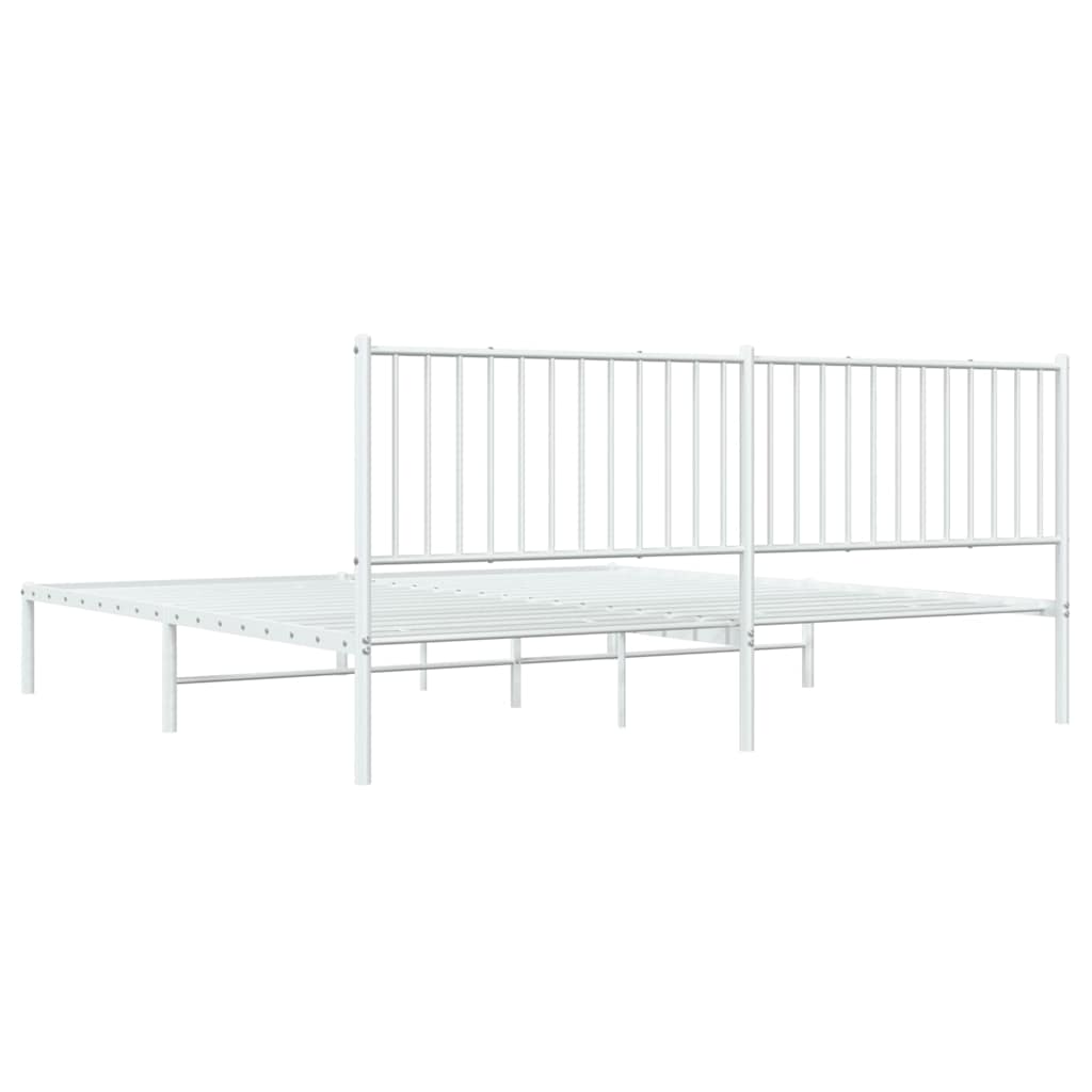 Bedframe met hoofdbord metaal wit 193x203 cm is nu te koop bij PeponiXL, paradijselijk wonen!