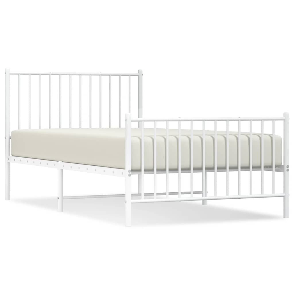 Bedframe met hoofd- en voeteneinde metaal wit 100x190 cm is nu te koop bij PeponiXL, paradijselijk wonen!