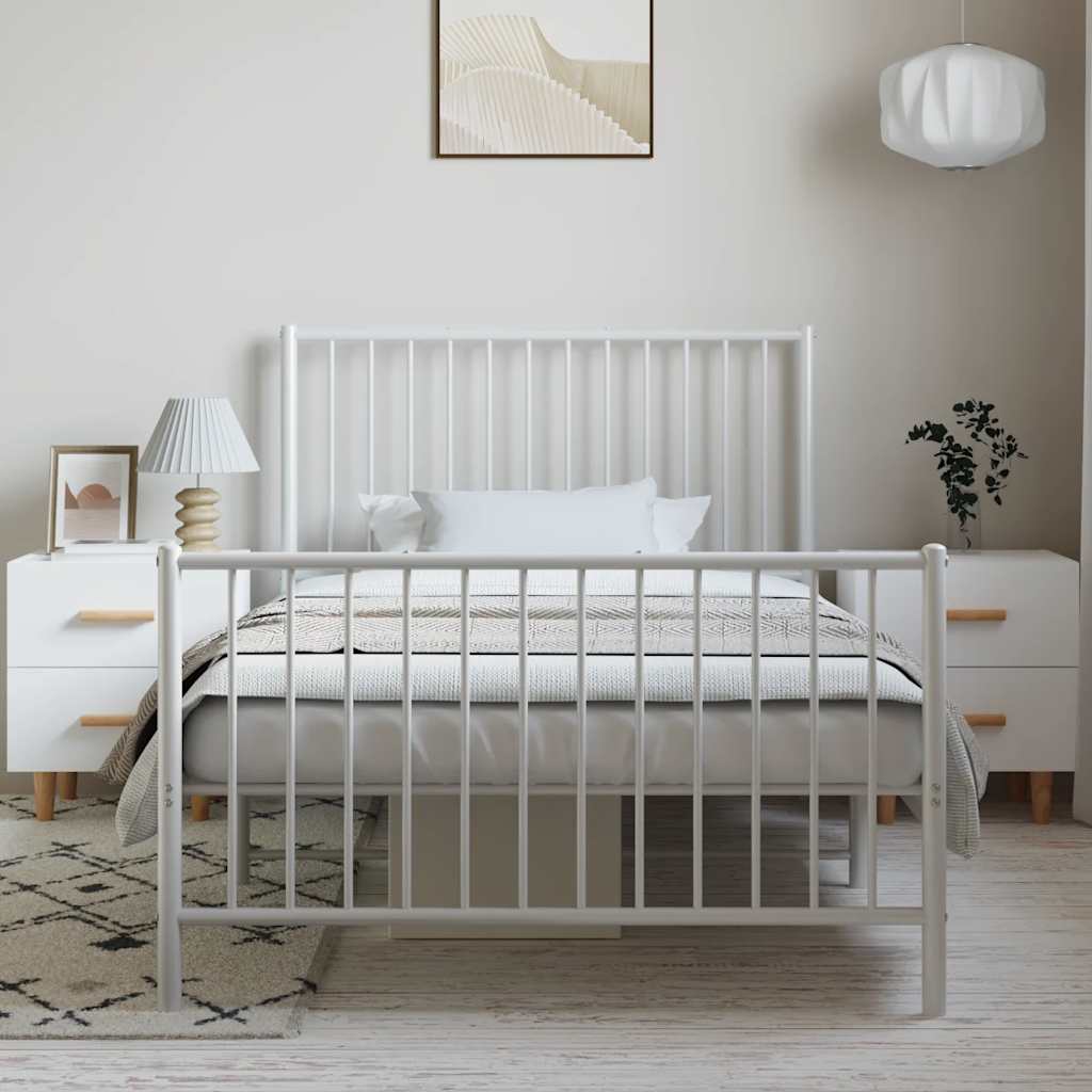 Bedframe met hoofd- en voeteneinde metaal wit 100x190 cm is nu te koop bij PeponiXL, paradijselijk wonen!